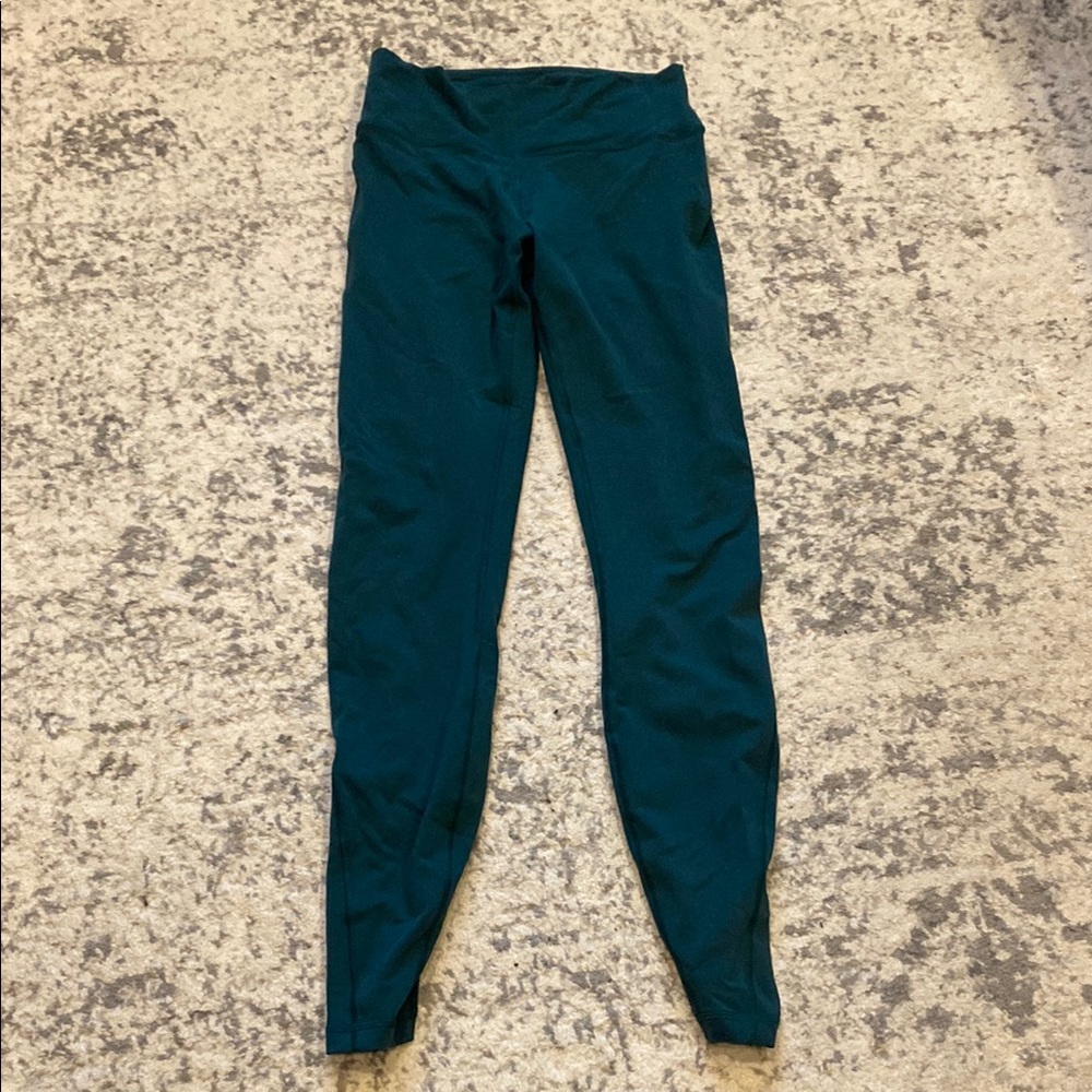 Lululemon High-Waisted Teal Leggings with Mesh Detail